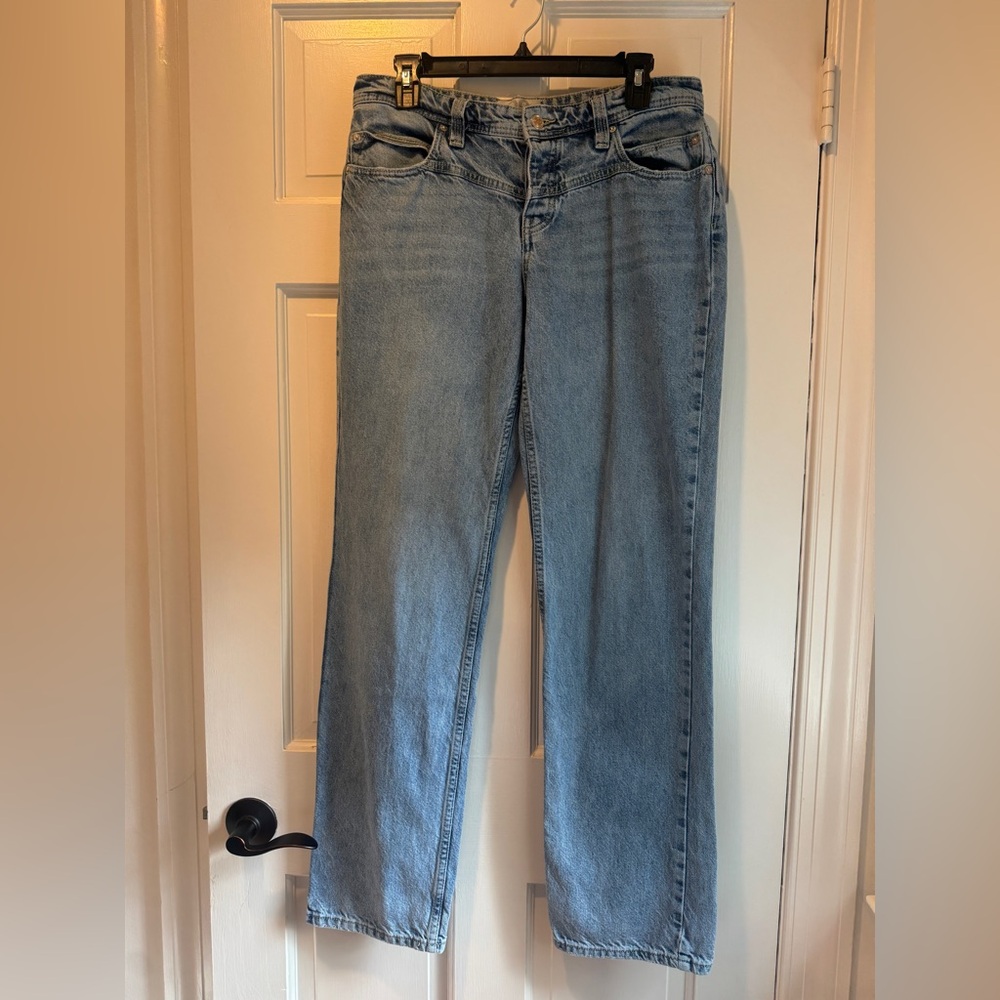 We The Free People Jeans Women 29 Blue Straight Denim Button Fly Pants Cotton